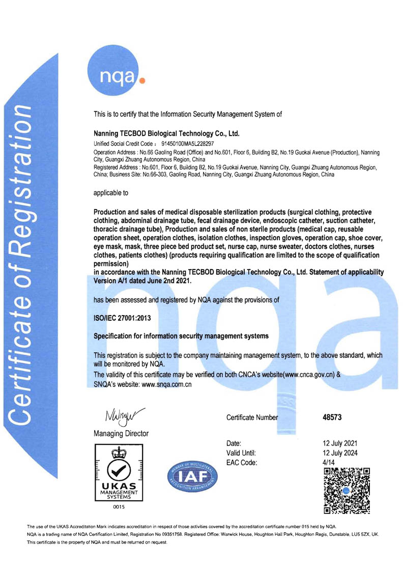 Certificado para el Sistema de Gestión de Seguridad de la Información ISO/IEC 27001:2013